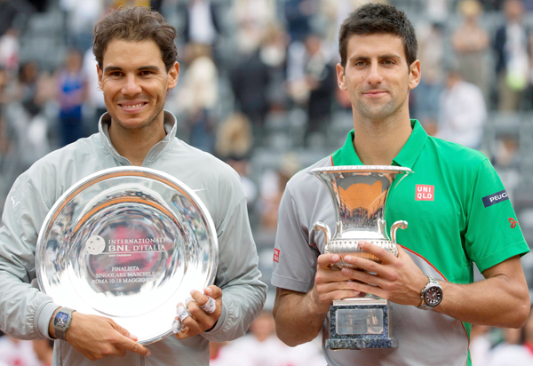 Rafael Nadal and Novak Djokovic in Rome Masters