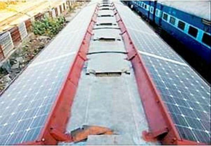 Solar panels on train