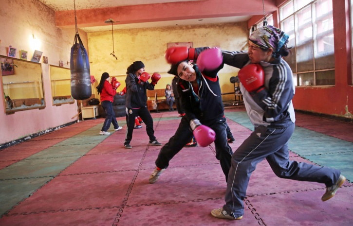 Afghan women boxers 