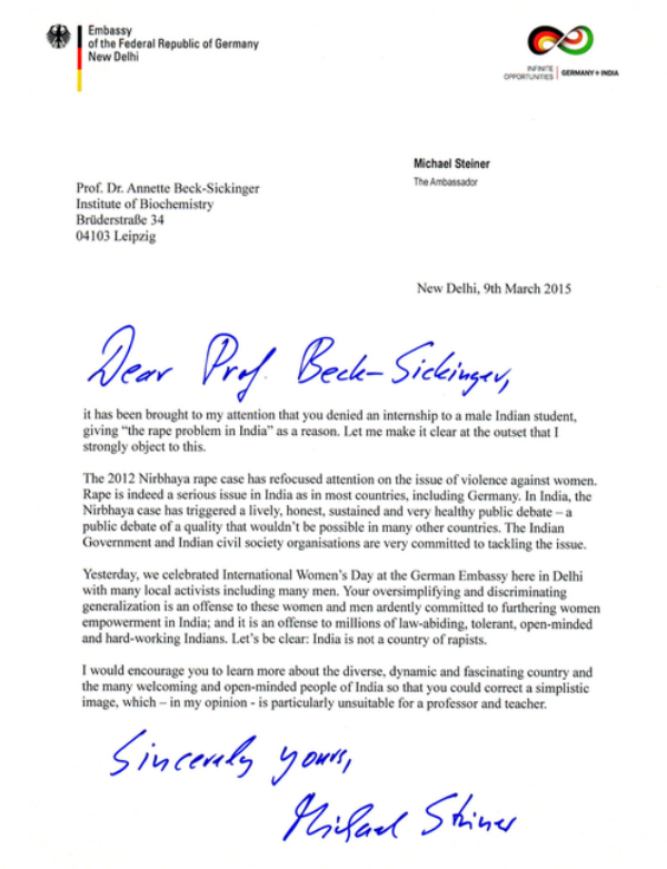 german ambassador letter