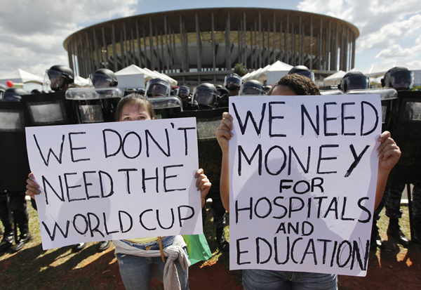 protesters against the 2014 FIFA World Cup in Brasillia