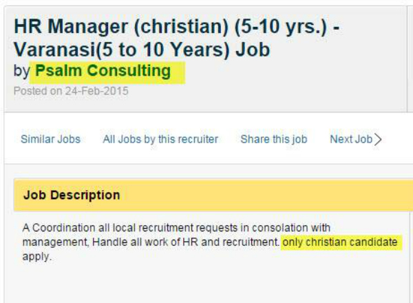 job opening religion 