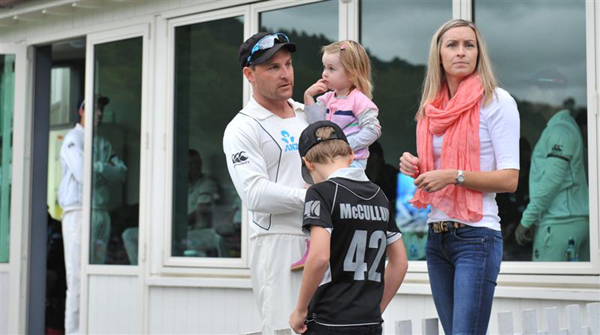Brendon McCullum with family
