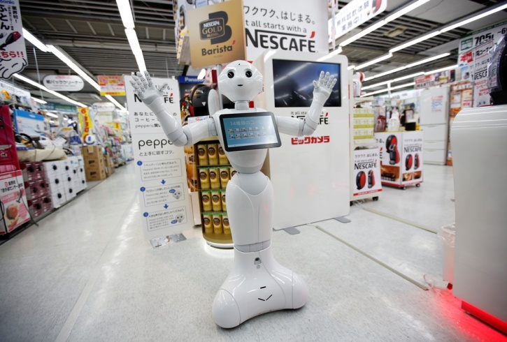 Pepper, the humanoid robot, wants to sell you a Nescafe coffee machine