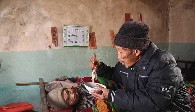 Chinese man who has been taking care of his wife for 56 years