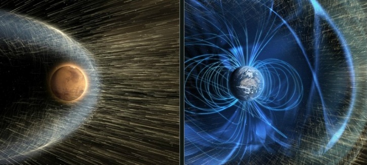 Martian atmosphere stripped off by solar winds