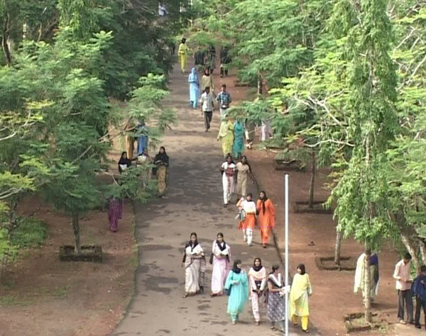Students walking inside the campus