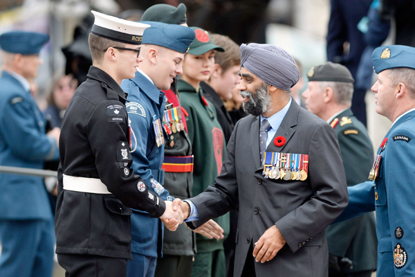 Harjit Singh shakes hand with a cadet during Remembrance Day celebrations (For representation only)