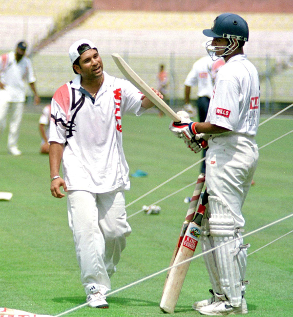 Sachin and Ganguly at the nets in 1998