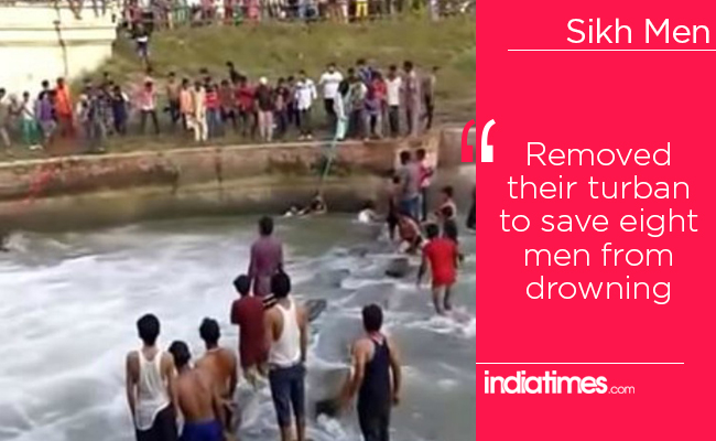 Sikh men saving boys from getting drowned