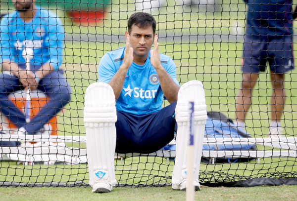 Dhoni at nets
