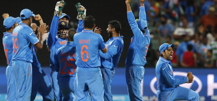 Team India after beating Pakistan in 2015 World Cup
