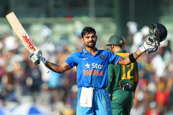 Virat Kohli celebrates his 1st ODI ton vs SA