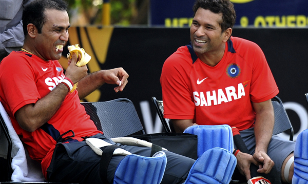 Sehwag and Sachin share a joke