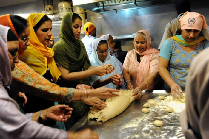 Women preparing food for langar