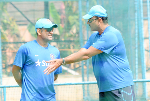 Dhoni with Shastri