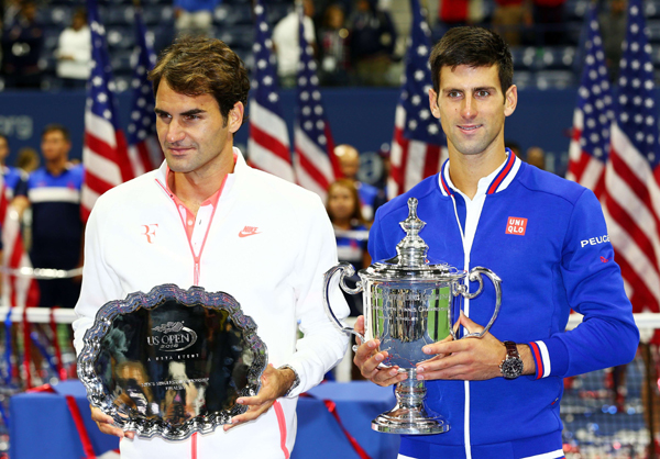 Djokovic and Federer after the US Open final