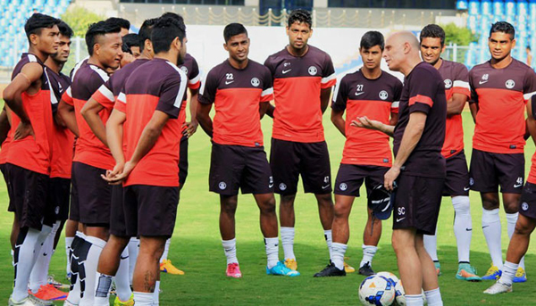 Indian football team with coach Constantine