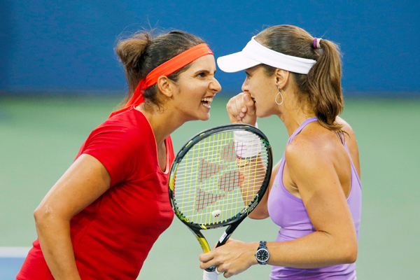 Sania with Hingis at US Open