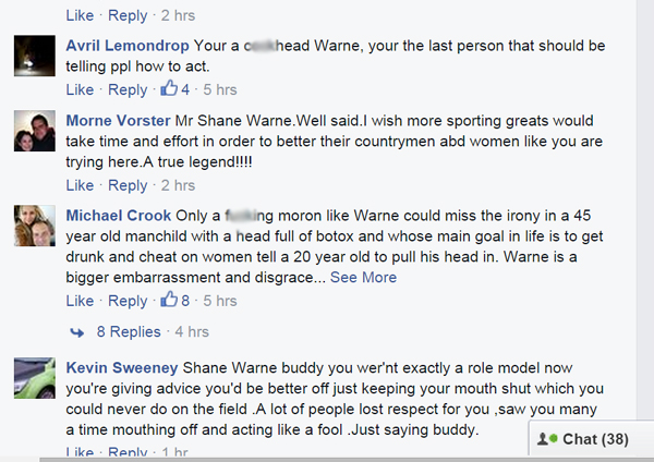 Comments on Warne post