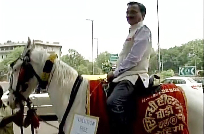BJP MP Rides Horse To Parliament To Fight #OddEven!