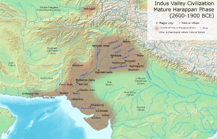Map of matur Indus Valley Sites
