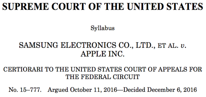 Samsung Apple US Supreme Court Judgement