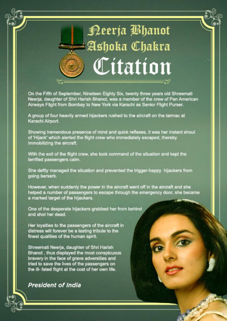 Neerja Bhanot's Ashoka Chakra Citation Will Make You Feel Proud Of Her