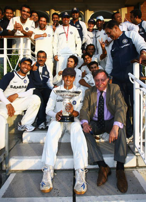 Tiger Pataudi with the Indian team that won the first Pataudi trophy in England in 2007
