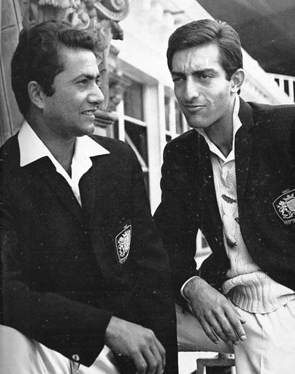 Pataudi with Pakistani great Hanif Mohammad (left) playing for the Rest of the World team
