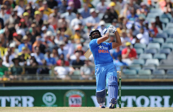Rohit Sharma hits a six