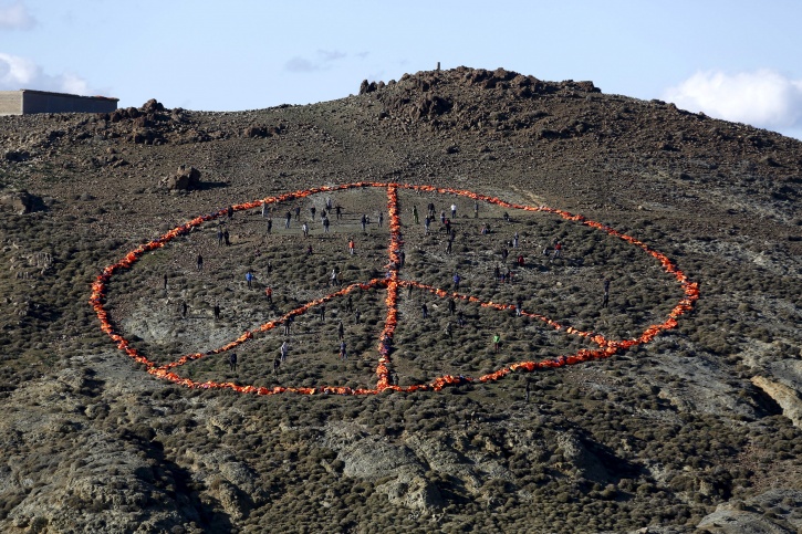 Peace Sign On Greek Island Syrian Refugees