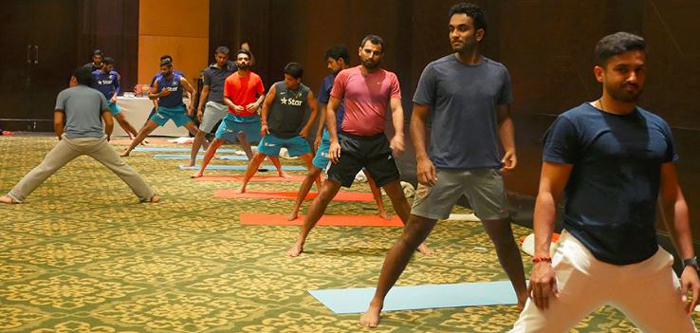 Yoga done by Team India players
