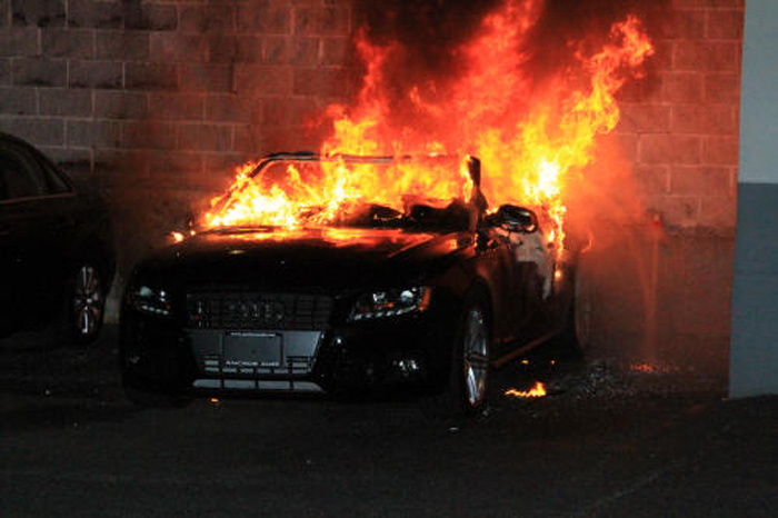 Audi Burns To Ashes In Delhi