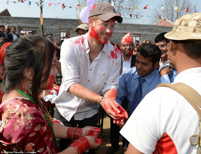 Prince Harry playing Holi in Nepal
