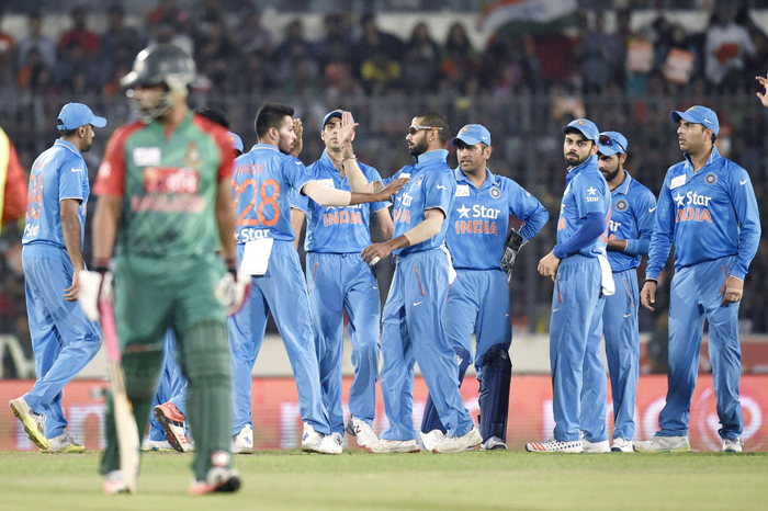 India team celebrates win over Bangladesh