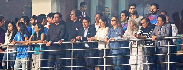 Sachin in the stands with Big B