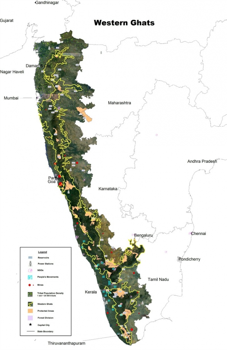 Map of Western Ghats