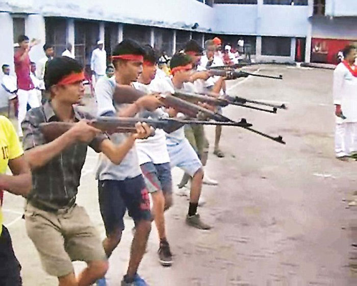 Bajrang Dal Is Teaching Boys To Jump Through Fire And Use Weapons To 