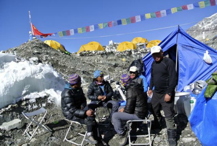 Sherpas at base camp in 2014