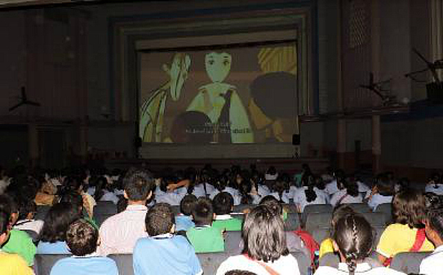 Kids watching movie