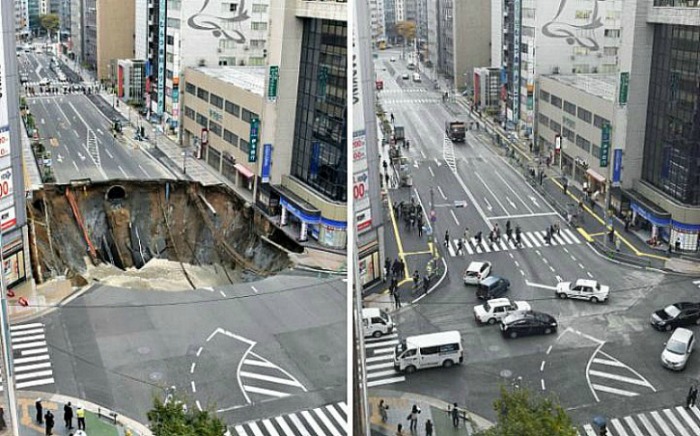 sinkhole in Japan