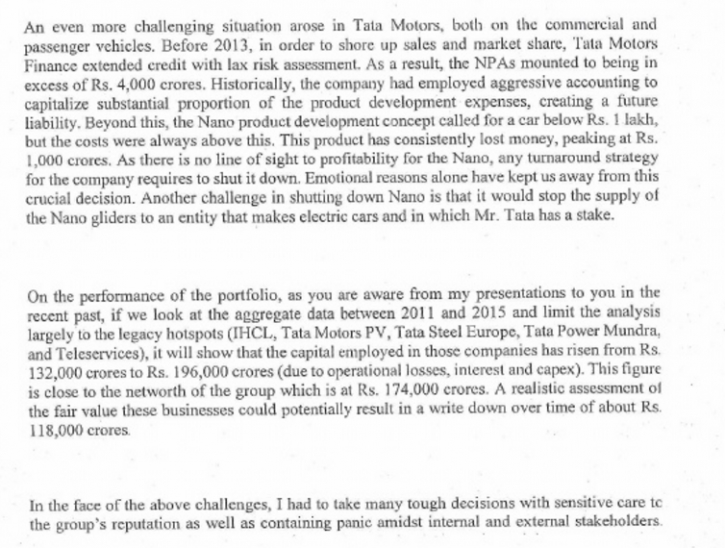 Cyrus Mistry letter