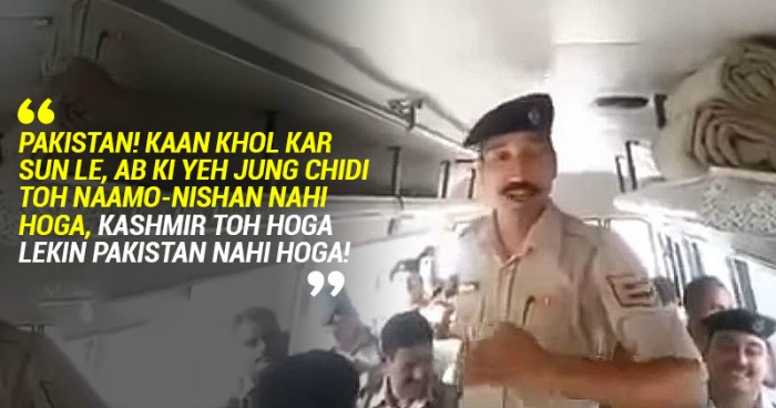 Indian soldier slamming Pakistan