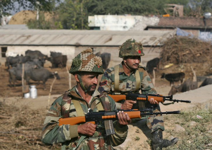 Indian army soldiers wearing helmets