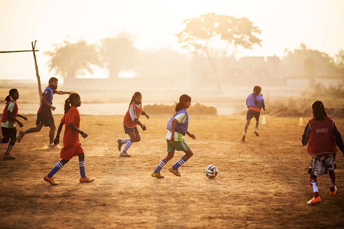 girls practice football