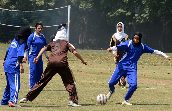 Girls Playing Football