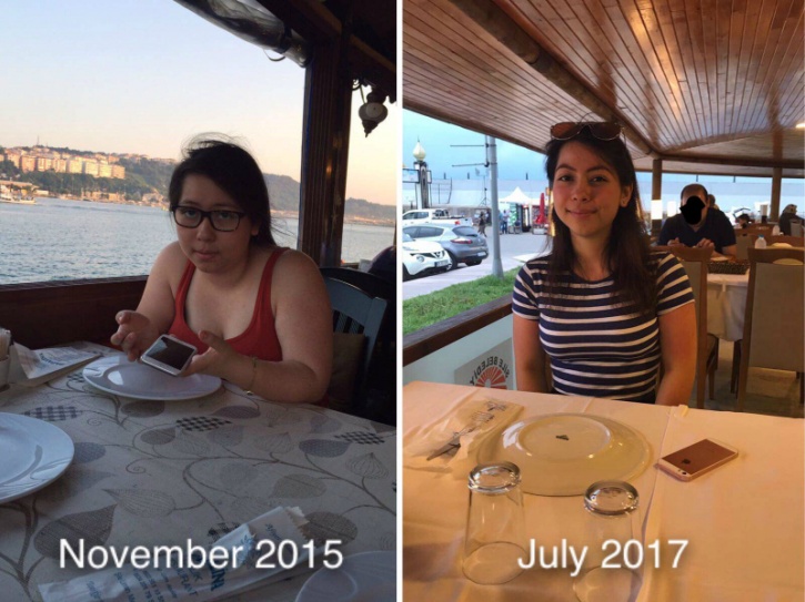 This 20-year-old woman who goes by the name of melephants on her Imgur account put up images of her stunning transformation after she lost 30lbs (14 kilos). The 4ft 10” woman who once weighted 143lbs, who now weighs 110lbs, transformed herself through cleaning her diet and increases her activity levels. 
