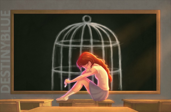 School makes/made you feel like a bird in a cage