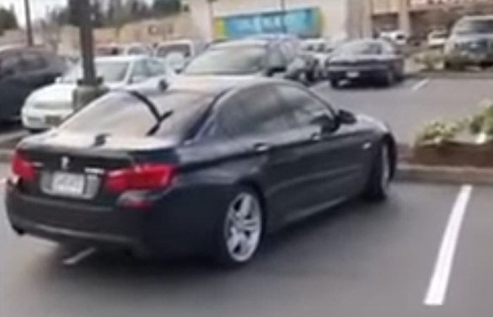 Jeep Owner Pushes Poorly Parked BMW To Correct Spot Using His Car!